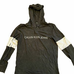 Calvin Klein Jeans Men's Charcoal and Ivory Hoodie